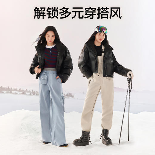 SIINSIIN短款PU皮棉服女士2025冬季新款厚外套棉衣保暖防泼水棉袄 商品图4