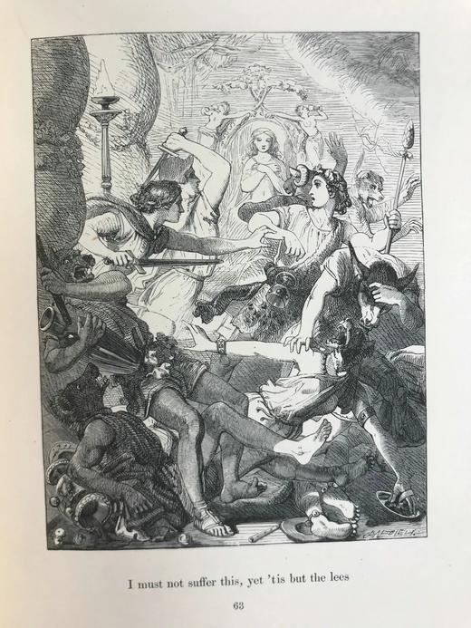 1858年 弥尔顿《酒神之假面舞会》 福斯特等艺术家30幅丹泽尔兄弟雕版版画插图 漆布精装32开 商品图7