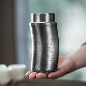 斑锡龙锡罐清修茶仓手工做旧雕刻纯锡茶叶罐密封储茶罐