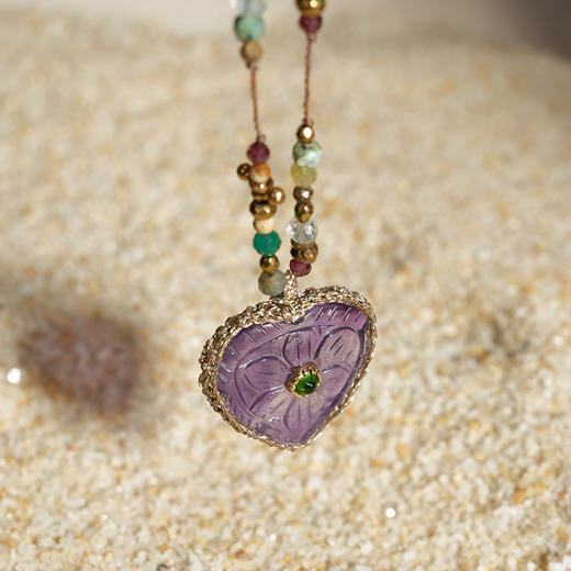 北京仓｜ROOM SERVICE-BLOSSOM-紫水晶 心形 吊坠 项链［法国设计师］ 商品图3