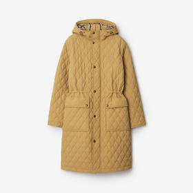 【一】BURBERRY 巴宝莉 女士 B 字型盾牌贴花绗缝尼龙风雪大衣棉服 驼色 8097997 C1544