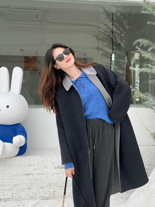 【百图lulu定制】【作家毛衣】翻领 珍宝扣 羊毛混纺 翻领 POLO毛衣 商品图6