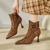 【预售5天】欧美真皮磨砂粗高跟短靴时尚豹纹尖头显瘦时装靴舒适百搭马丁单靴QS&756 商品缩略图0