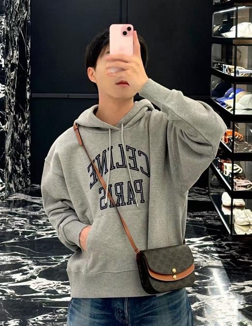 中性款植绒印花连帽卫衣hu008 商品图4