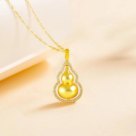 QK161500K 千年CEMNI 【福禄满溢】18K金吊坠项链AU750葫芦吊坠复古项链礼物女 商品图1