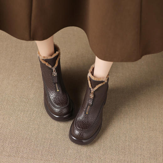 【预售5天】羊羔毛雪地靴真皮东北大棉鞋，加绒厚毛保暖百搭短靴ZYY&A1555 商品图2