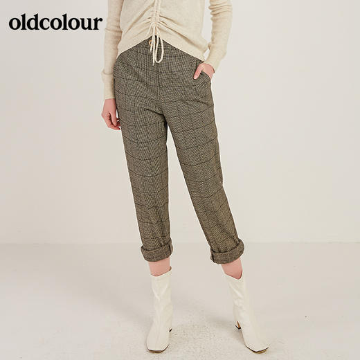 oldcolour商场同款时尚气质高腰显瘦格子休闲裤M41073180 商品图3