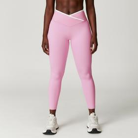 跃牌【安琪拉系列】裸感紧身瑜伽裤交叉高腰撞色弹力紧身裤女运动跑步健身裤长裤