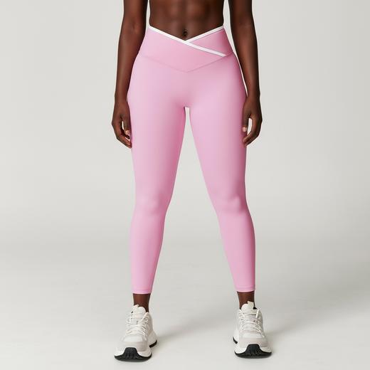 跃牌【安琪拉系列】裸感紧身瑜伽裤交叉高腰撞色弹力紧身裤女运动跑步健身裤长裤 商品图0