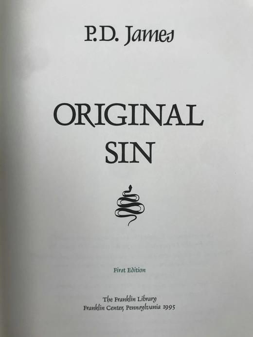 签名首版！P.D.詹姆斯《原罪》 富兰克林图书馆豪华仿皮本 商品图4