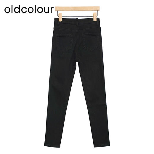 oldcolour黑色牛仔裤冬季新款高腰显瘦修身长款铅笔裤女O41112217 商品图1