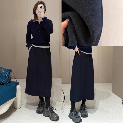 藏肉花苞长裙！2025羊毛半身裙简约通勤秋冬保暖毛呢裙女款！ 商品图3