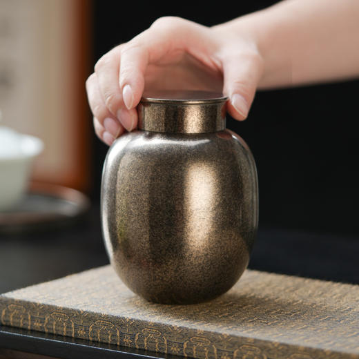 斑锡龙叶晓茶仓复古小号锡罐纯锡茶叶罐密封储茶云南个旧手工锡器 商品图2