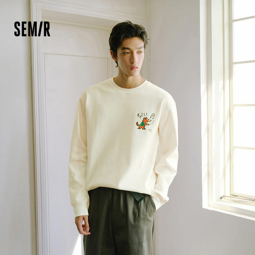 森马长袖T恤男秋冬涂鸦印花情侣装肌理感内搭上衣2025新款打底衫 商品图1