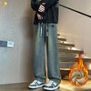 D110779加绒牛仔裤秋冬季垂感宽松复古直筒休闲潮牌裤子 商品缩略图7