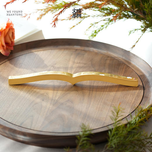 暄桐文房 舒卷纸镇 书镇 黄铜 镶嵌 商品图2