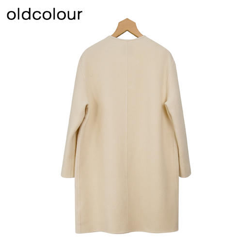 oldcolour冬季新品时尚保暖气质圆领手工呢料长外套女P411506A1 商品图3