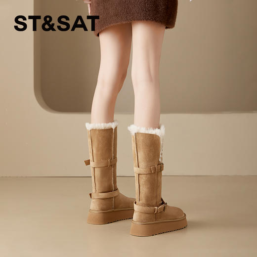 星期六复古双扣带加绒保暖两穿雪地靴SSC4119EV4 商品图3