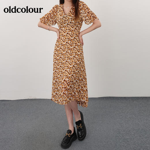 oldcolour夏收腰显瘦法式气质碎花长款连衣裙减龄女N23101330 商品图1