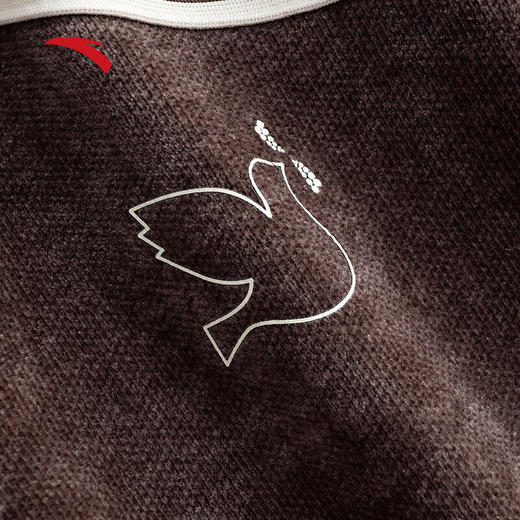 安踏（ANTA）ICONIC潮流信鸽半拉链卫衣女士雪尼尔加绒长袖新款162548715 桂咖色-3 商品图4