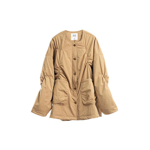 绽放536朵/奔放·不规则设计感抽褶中长款棉服女冬一手长加厚棉衣 商品图4