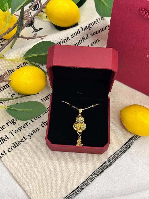 D110766古法沙金珐琅葫芦流苏项链 商品图6