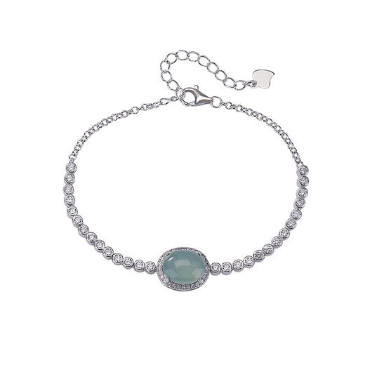 【清雾静影】蓝水翡翠S925纯银蛋面手链【CW-SL11869】 商品图4