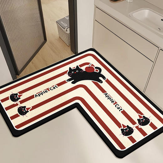 【卡通L型浴室地垫】卫生间门口防滑脚垫 洗漱台下吸水速干硅藻泥地垫  商品图2