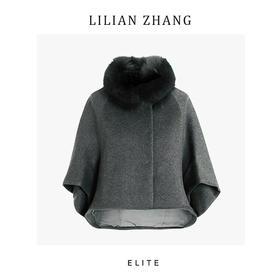 定制—静奢风—温莎雅绒—时尚百搭狐狸毛羊绒秋冬短款斗篷  2506011