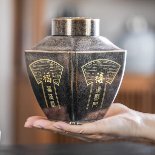 斑锡龙聚瑞茶仓手工锡罐纯锡茶叶罐密封储茶罐高档 商品图1