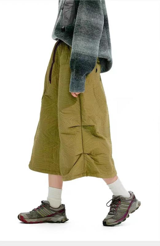 D110706户外山系撞色织带防泼水不规则绗缝夹棉保暖工装半身裙A字裙 商品图5