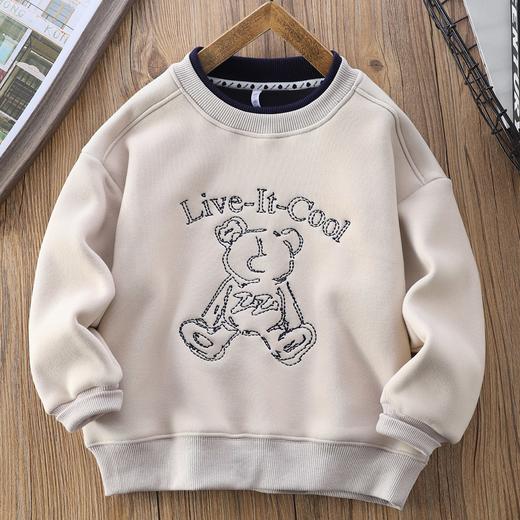 110-170加厚！加绒卫衣刺绣假两件秋冬保暖卫衣 小立领 商品图5