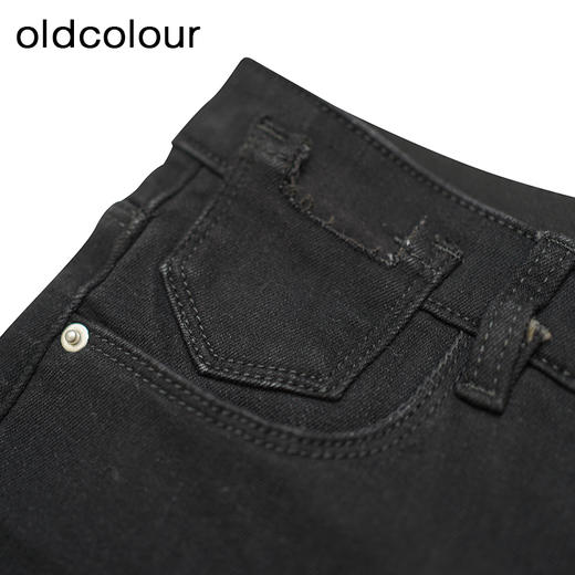 oldcolour黑色牛仔裤冬季新款高腰显瘦修身长款铅笔裤女O41112217 商品图2