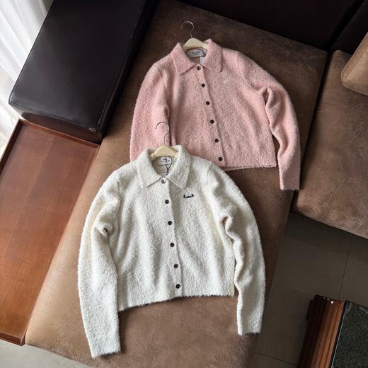 D110793时髦气质软糯翻领女士刺绣短款开衫针织衫 商品图0