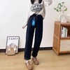 D110798厚绒小个子水貂绒保暖宽松垮裤高腰弹力哈伦牛仔裤女 商品缩略图2