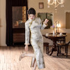 复古中国风提花缎印花，长款中式年轻款旗袍GX-3125220 商品缩略图0