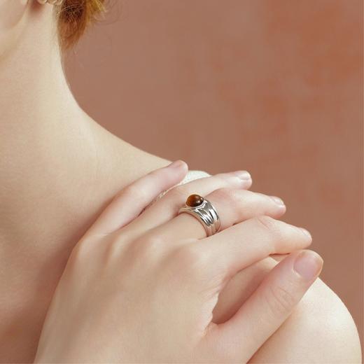 Neverfar Essential·秋冬系列 虎眼石岩纹宽口正圆戒指 商品图3