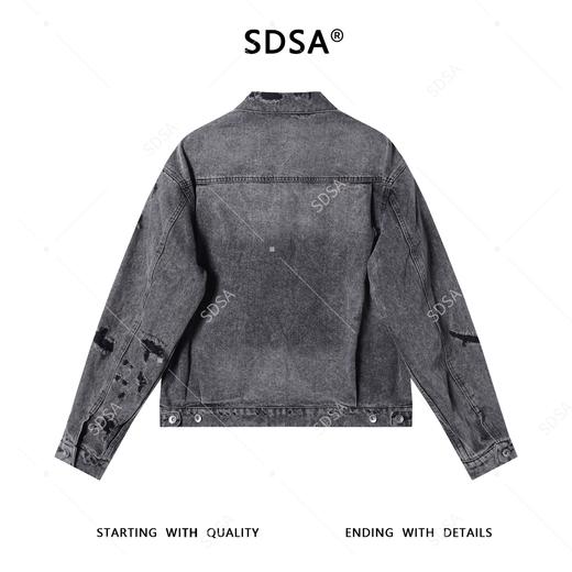25101SDSA男士秋冬新款痞帅男装简约磨白磨破翻领纽扣夹克外套百搭时尚 商品图5
