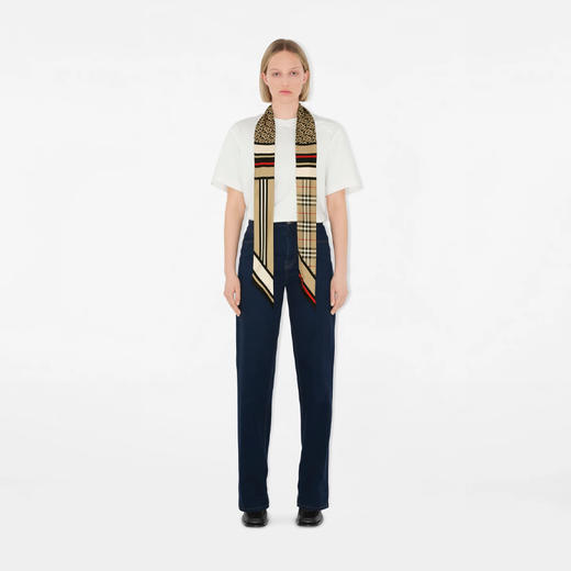 【一】BURBERRY 巴宝莉 女士蒙太奇格子印花窄版丝巾 8037017 A7026 商品图2