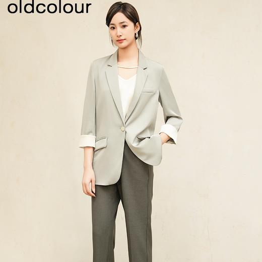 oldcolour春夏款纯色简约休闲百搭通勤七分袖西装外套女Q130401A1 商品图3