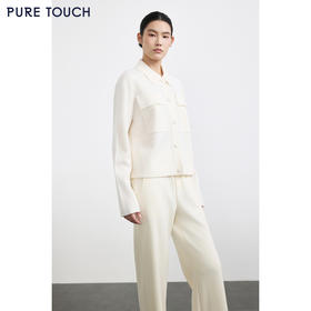 商场同款PURE TOUCH女装25秋冬新款翻领羊毛针织开衫宽松针织外套