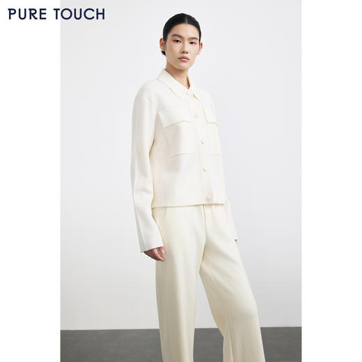 商场同款PURE TOUCH女装25秋冬新款翻领羊毛针织开衫宽松针织外套 商品图0