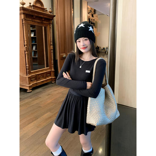 【129元任选2件】现货！韩系巨好看早秋黑色长袖连衣裙 商品图2