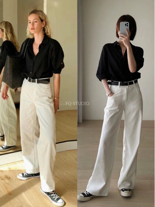 【三色斜字纹纯棉牛仔裤】量身定做纸片人既视感!梨形身材直接封神，进口机器，重工斜字纹编织，辨识度up 商品图4