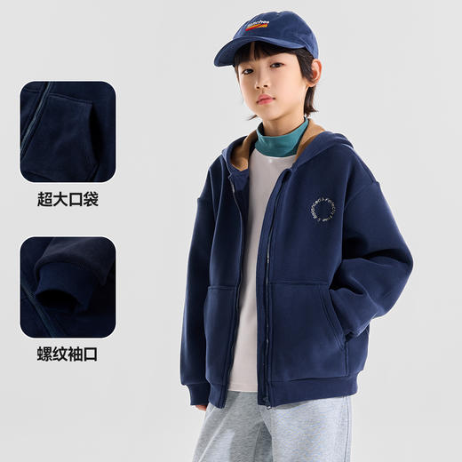 【直降】【双面暖绒】嘟嘟家男童外套儿童卫衣中大童秋冬加绒上衣休闲运动秋冬保暖百搭 商品图2