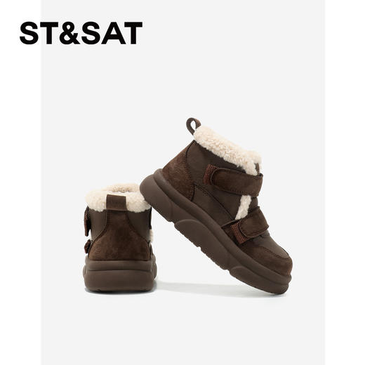 【童鞋】星期六户外防滑厚绒魔术贴男女童雪地靴SSD419DL3Y 商品图6