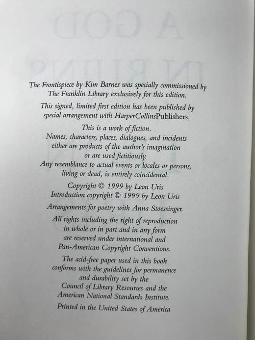 签名首版！里昂·尤里斯《废墟中的上帝》 富兰克林图书馆豪华仿皮 商品图5