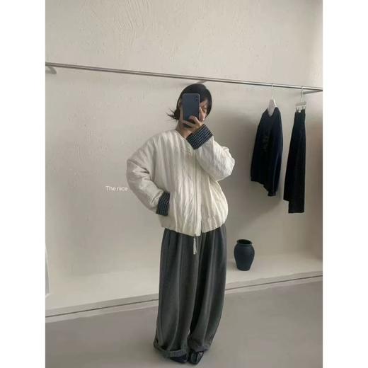 【圆领拉链短款棉衣】宽松版型显瘦 袖子翻领格子设计 不臃肿 商品图2
