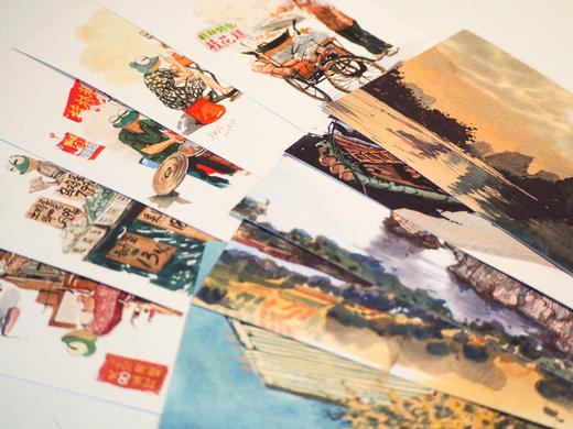 【文创新品上新！】角落的人·市井桂林 《打薄一点》明信片（市井桂林/山水桂林 两组可选） 原创 手绘  明信片  伴手礼   广西师范大学出版社 商品图0