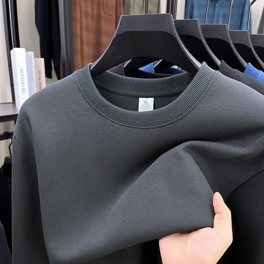 【秋新款简约宽松打底衫T恤上衣】男士长袖圆领纯色百搭休闲棉卫衣 商品图2
